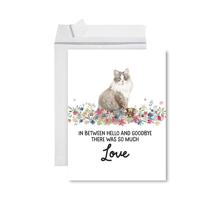 Jumbo Pet Sympathy Card with Envelope, Cat Grief Bereavement Card 8.5" x 11"-Set of 1-Andaz Press-Siberian Cat-