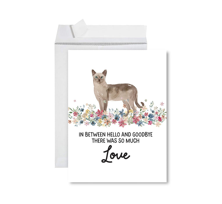Jumbo Pet Sympathy Card with Envelope, Cat Grief Bereavement Card 8.5" x 11"-Set of 1-Andaz Press-Tonkinese Cat-