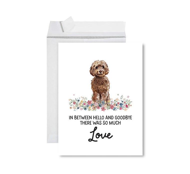 Jumbo Pet Sympathy Card with Envelope, Dog Grief Bereavement Card, 8.5" x 11" Design 1-Set of 1-Andaz Press-Brown Cockapoo-