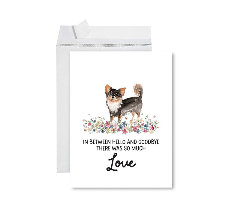 Jumbo Pet Sympathy Card with Envelope, Dog Grief Bereavement Card, 8.5" x 11" Design 1-Set of 1-Andaz Press-Long Haired Chihuahua-
