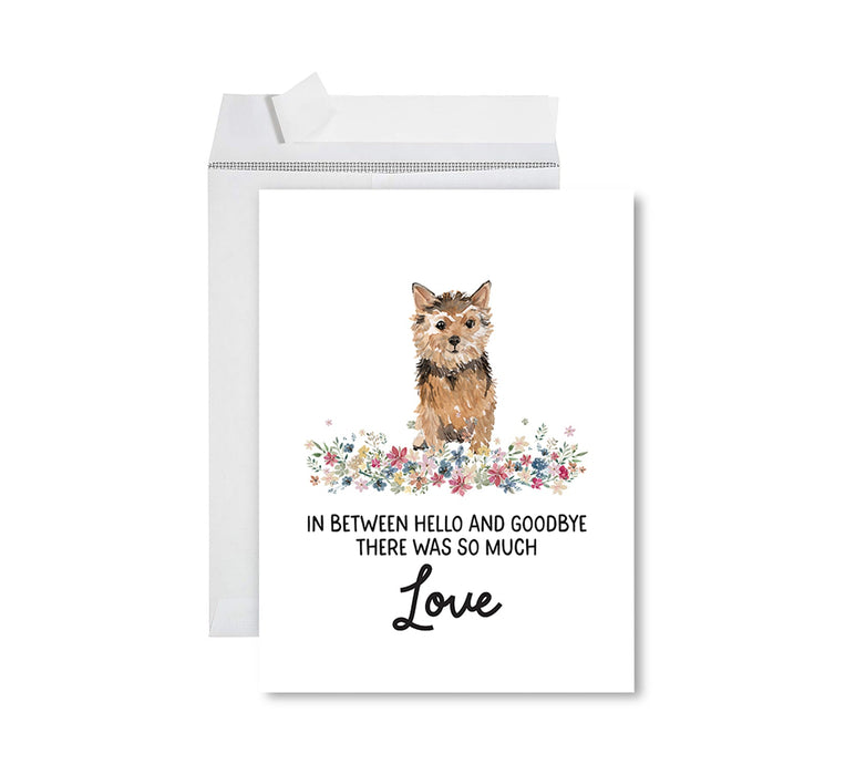Jumbo Pet Sympathy Card with Envelope, Dog Grief Bereavement Card, 8.5" x 11" Design 1-Set of 1-Andaz Press-Norwich Terrier-