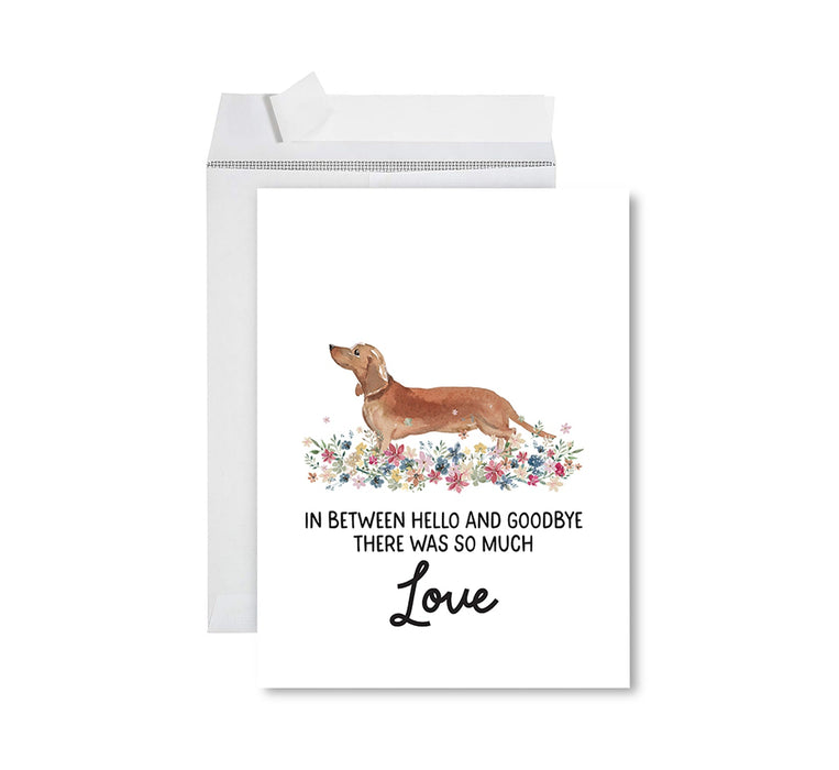 Jumbo Pet Sympathy Card with Envelope, Dog Grief Bereavement Card, 8.5" x 11" Design 1-Set of 1-Andaz Press-Tan Dachshund-