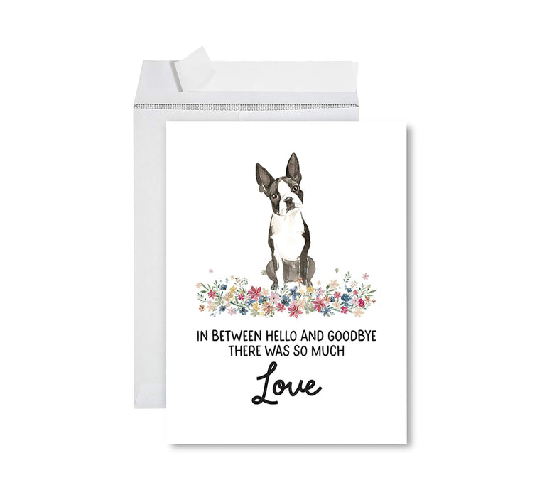 Jumbo Pet Sympathy Card with Envelope, Dog Grief Bereavement Card, 8.5" x 11" Design 2-Set of 1-Andaz Press-Boston Terrier-