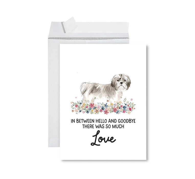 Jumbo Pet Sympathy Card with Envelope, Dog Grief Bereavement Card, 8.5" x 11" Design 2-Set of 1-Andaz Press-Grey Shih Tzu-