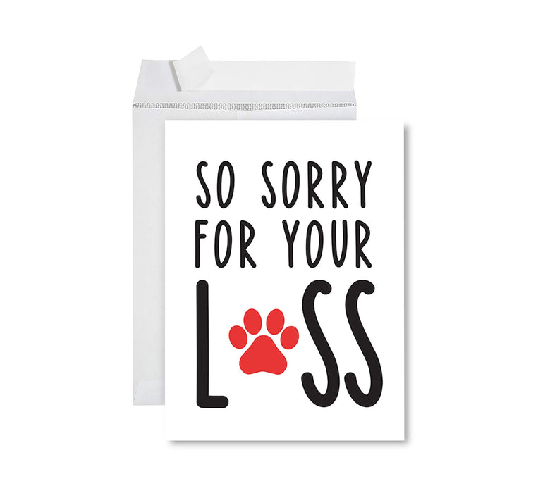 Jumbo Pet Sympathy Card with Envelope, Sorry For Your Loss Card, 8.5" x 11"-Set of 1-Andaz Press-Love Paw Print-
