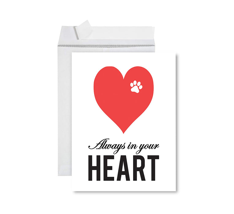 Jumbo Pet Sympathy Card with Envelope, Sorry For Your Loss Card, 8.5" x 11"-Set of 1-Andaz Press-Love Paw Print-
