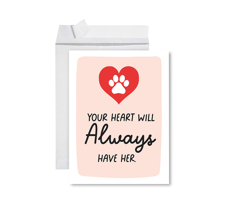 Jumbo Pet Sympathy Card with Envelope, Sorry For Your Loss Card, 8.5" x 11"-Set of 1-Andaz Press-Love Paw Print-