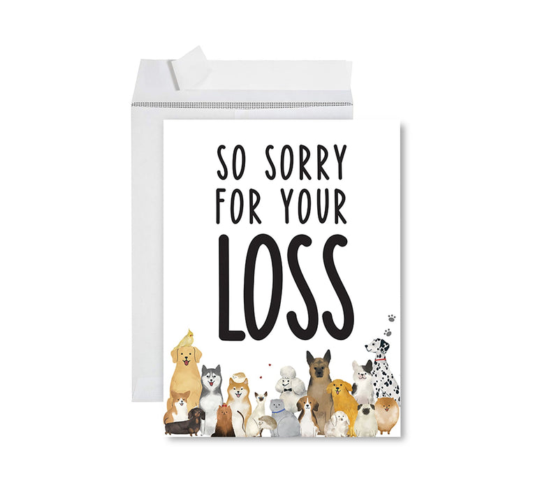 Jumbo Pet Sympathy Card with Envelope, Sorry For Your Loss Card, 8.5" x 11"-Set of 1-Andaz Press-Love Paw Print-