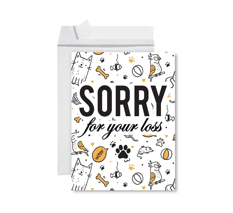 Jumbo Pet Sympathy Card with Envelope, Sorry For Your Loss Card, 8.5" x 11"-Set of 1-Andaz Press-Sorry For Your Loss Pet-