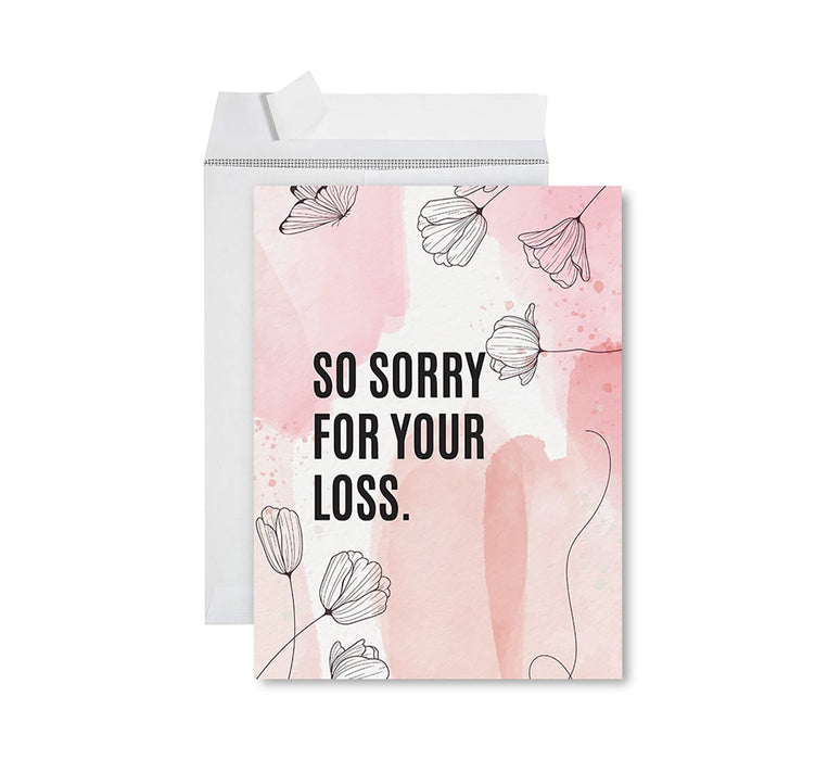 Jumbo Sympathy Card with Envelope, Premium Condolences Card with Big Blank Space-Set of 1-Andaz Press-With Deepest Sympathy Succulents-