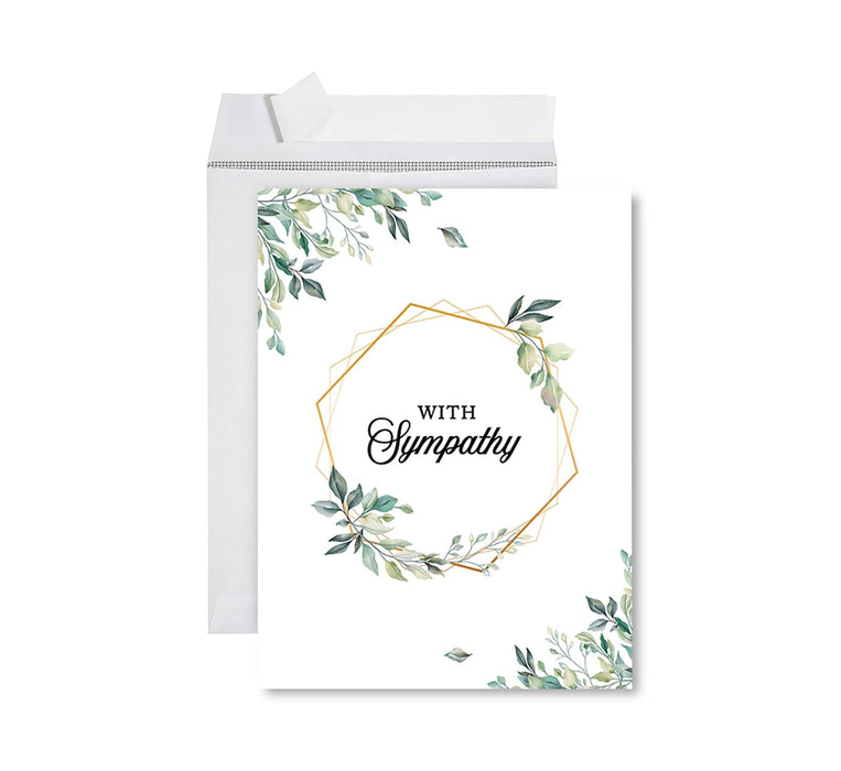 Jumbo Sympathy Card with Envelope, Premium Condolences Card with Big Blank Space-Set of 1-Andaz Press-With Deepest Sympathy Succulents-