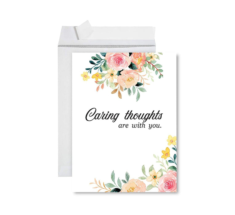 Jumbo Sympathy Card with Envelope, Premium Condolences Card with Big Blank Space-Set of 1-Andaz Press-Caring Thoughts Are With You 1-