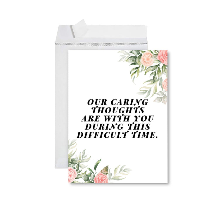 Jumbo Sympathy Card with Envelope, Premium Condolences Card with Big Blank Space-Set of 1-Andaz Press-Caring Thoughts Are With You-