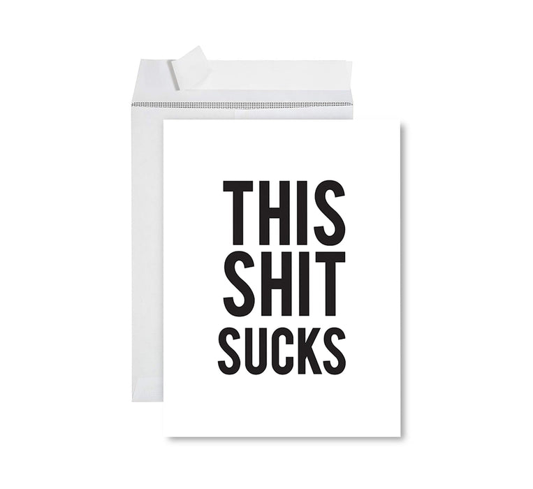Jumbo Sympathy Card with Envelope, Premium Condolences Card with Big Blank Space-Set of 1-Andaz Press-This Shit Sucks-