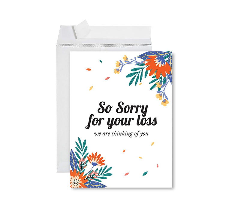 Jumbo Sympathy Card with Envelope, Premium Condolences Card with Big Blank Space-Set of 1-Andaz Press-We Are Thinking Of You-