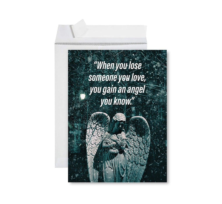 Jumbo Sympathy Card with Envelope, Premium Condolences Card with Big Blank Space-Set of 1-Andaz Press-You Gain An Angel You Know-