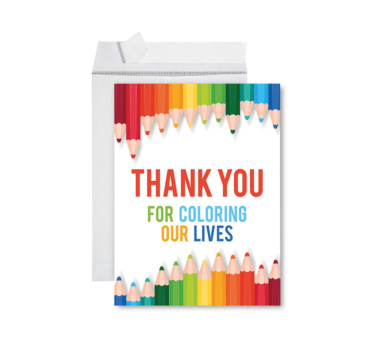 Jumbo Teacher Appreciation Cards - Best Staff Around Thank You Card with Envelope, 31 Designs-Set of 1-Andaz Press-Best Staff Around-
