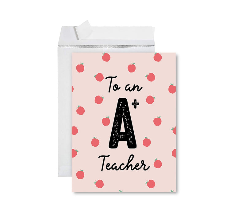 Jumbo Teacher Appreciation Cards - Best Staff Around Thank You Card with Envelope, 31 Designs-Set of 1-Andaz Press-A+ Teacher-