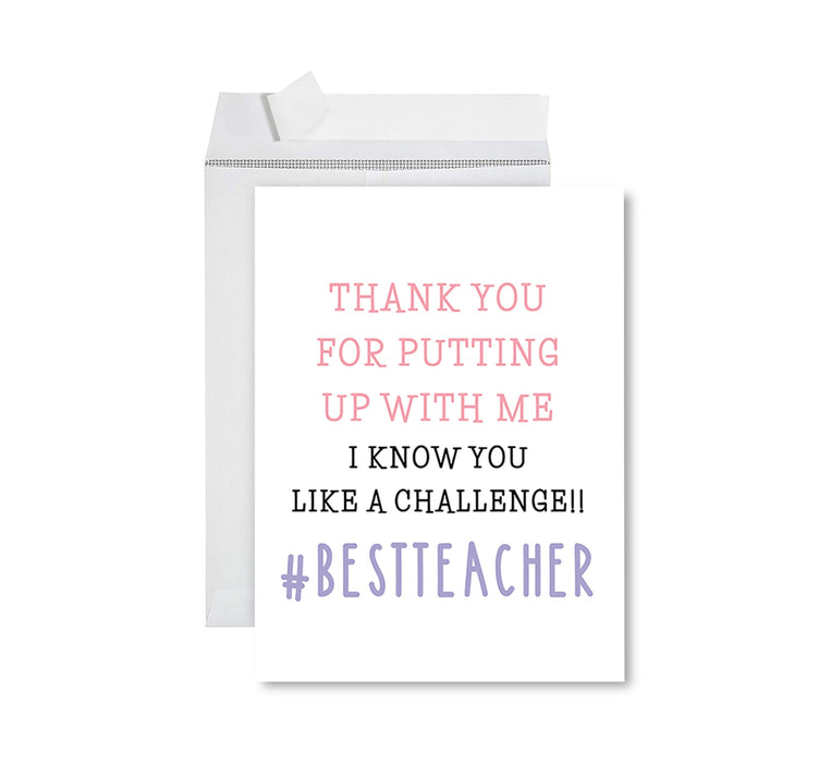 Jumbo Teacher Appreciation Cards - Best Staff Around Thank You Card with Envelope, 31 Designs-Set of 1-Andaz Press-#BestTeacher-