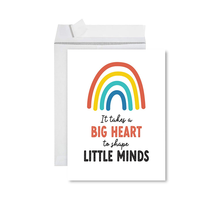 Jumbo Teacher Appreciation Cards - Best Staff Around Thank You Card with Envelope, 31 Designs-Set of 1-Andaz Press-Big Heart To Shape Little Minds-