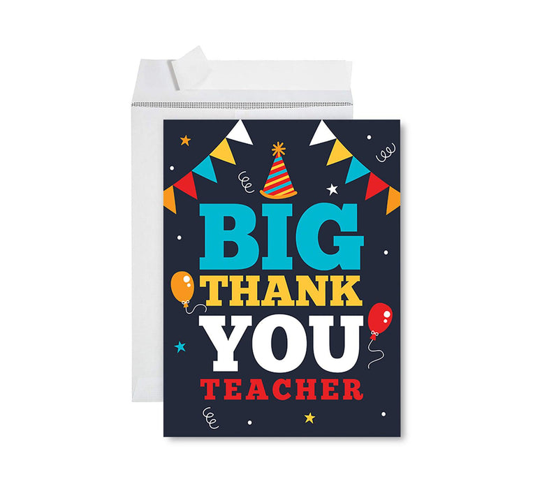 Jumbo Teacher Appreciation Cards - Best Staff Around Thank You Card with Envelope, 31 Designs-Set of 1-Andaz Press-Big Thank You Teacher-