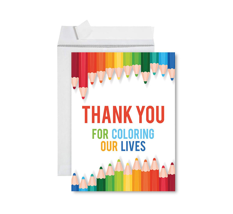 Jumbo Teacher Appreciation Cards - Best Staff Around Thank You Card with Envelope, 31 Designs-Set of 1-Andaz Press-Coloring Our Lives-