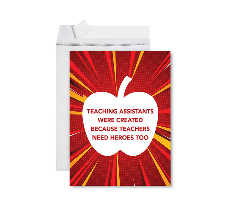Jumbo Teacher Appreciation Cards - Best Staff Around Thank You Card with Envelope, 31 Designs-Set of 1-Andaz Press-Heroes Teacher Assistants-