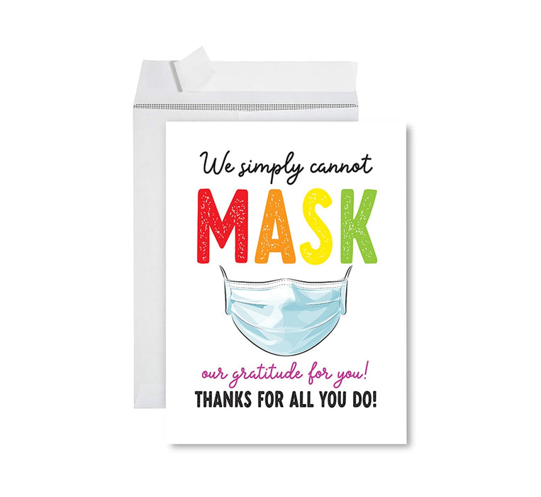 Jumbo Teacher Appreciation Cards - Best Staff Around Thank You Card with Envelope, 31 Designs-Set of 1-Andaz Press-Simply Cannot Mask Our Gratitude-