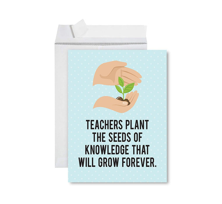 Jumbo Teacher Appreciation Cards - Best Staff Around Thank You Card with Envelope, 31 Designs-Set of 1-Andaz Press-Teachers Plant The Seeds-