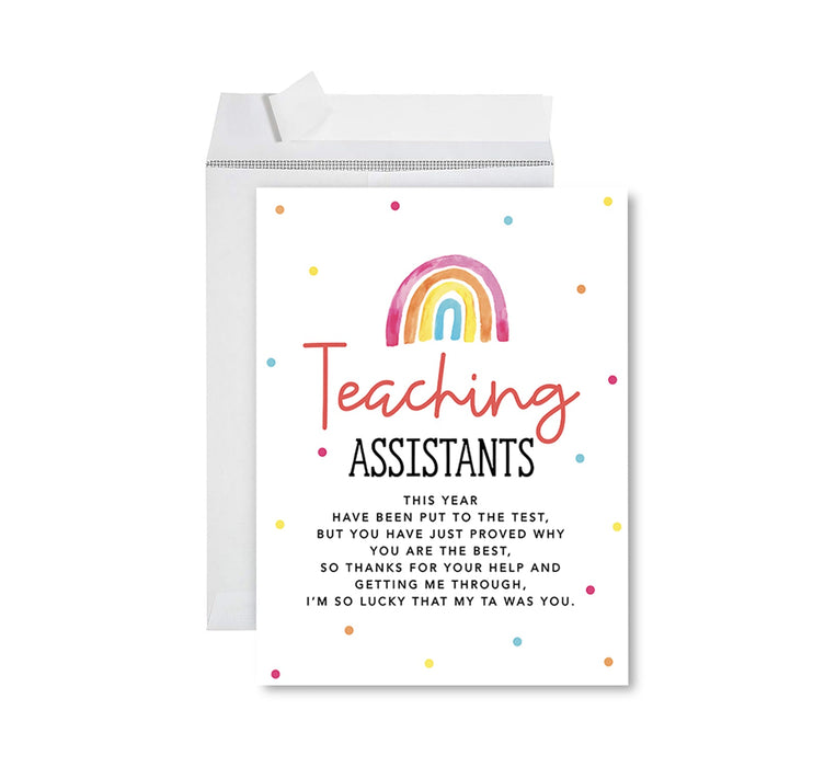 Jumbo Teacher Appreciation Cards - Best Staff Around Thank You Card with Envelope, 31 Designs-Set of 1-Andaz Press-Teaching Assistants-