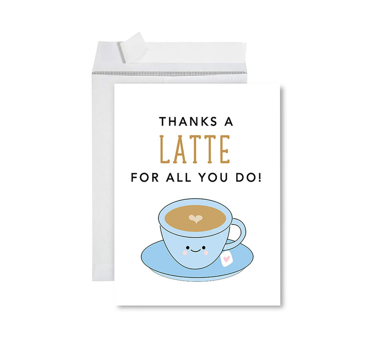 Jumbo Teacher Appreciation Cards - Best Staff Around Thank You Card with Envelope, 31 Designs-Set of 1-Andaz Press-Thanks A Latte-