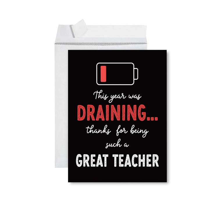 Jumbo Teacher Appreciation Cards - Best Staff Around Thank You Card with Envelope, 31 Designs-Set of 1-Andaz Press-This Year Was Draining-