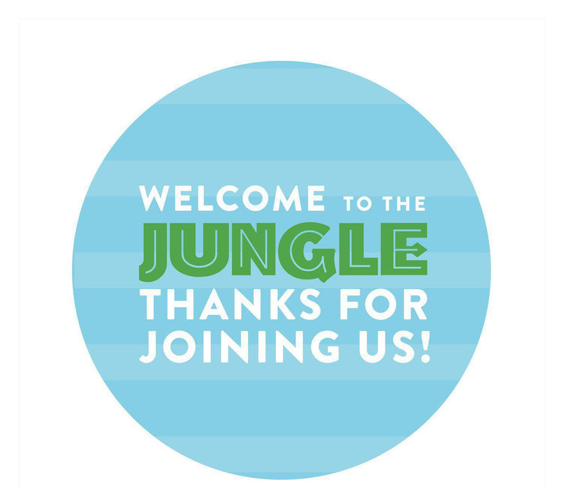 Jungle Safari Adventure Birthday Round Circle Gift Labels-Set of 40-Andaz Press-Thank You For Joining Us-
