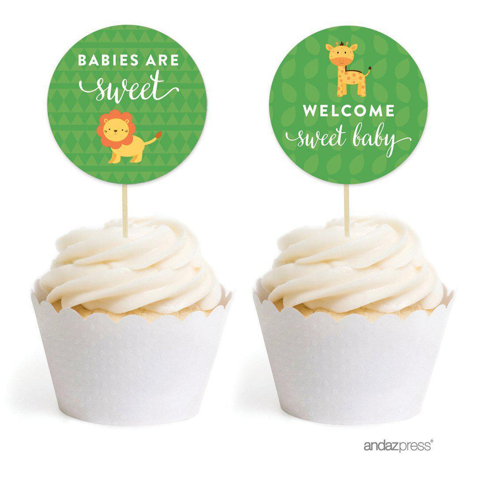 Jungle Safari Baby Shower Cupcake Topper DIY Party Favors Kit-Set of 20-Andaz Press-