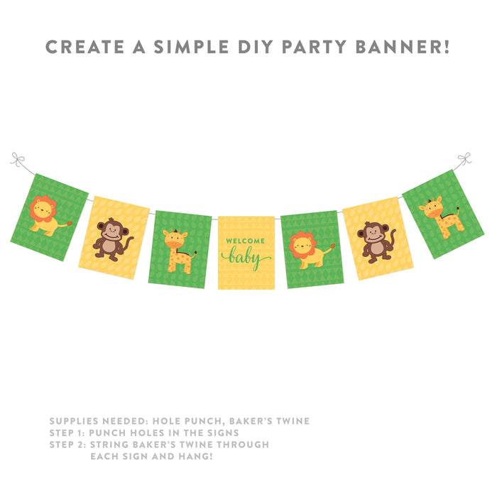 Jungle Safari Baby Shower Party Signs & Banner Decorations-Set of 20-Andaz Press-