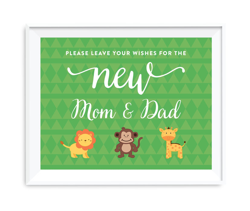Jungle Safari Baby Shower Party Signs-Set of 1-Andaz Press-Leave Wishes For New Mom & Dad-