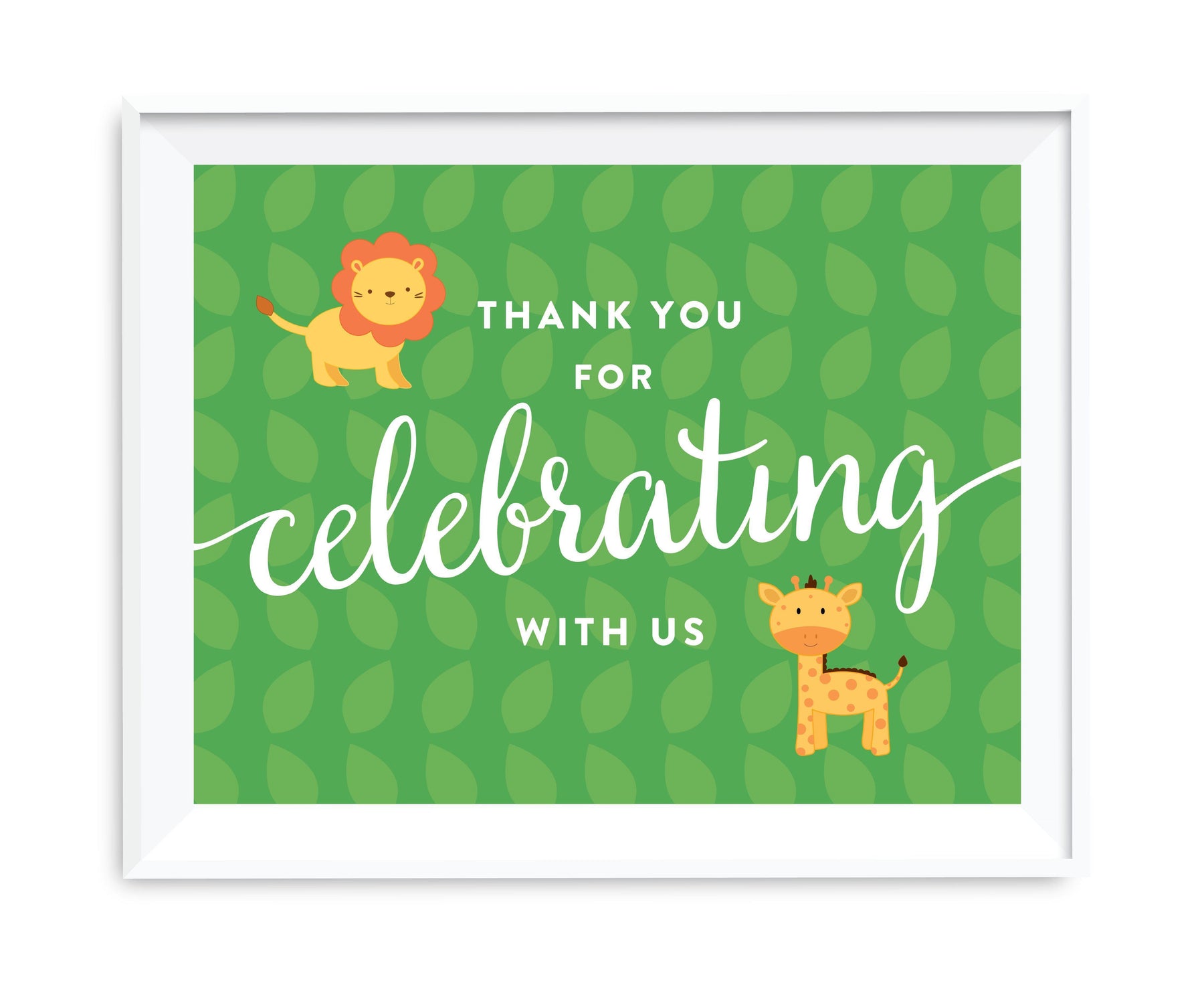Jungle Safari Baby Shower Party Signs-Set of 1-Andaz Press-Thank You For Celebrating With Us!-