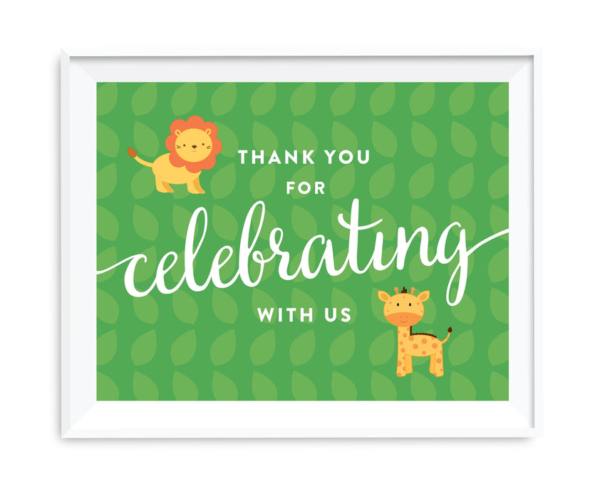 Jungle Safari Baby Shower Party Signs-Set of 1-Andaz Press-Thank You For Celebrating With Us!-