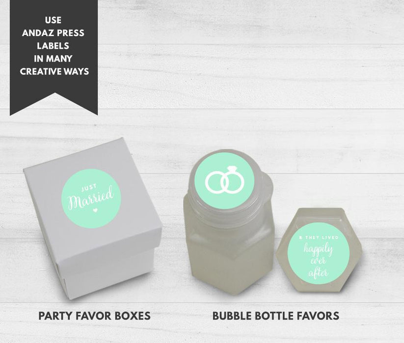 Just Married Hershey's Kisses Stickers-Set of 216-Andaz Press-Ivory-