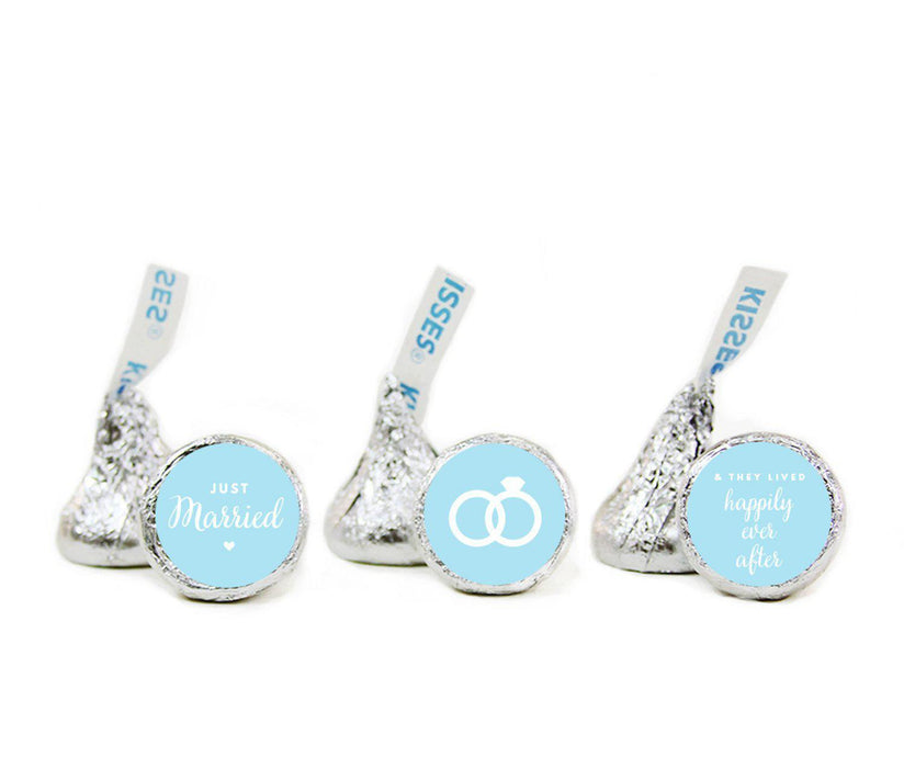 Just Married Hershey's Kisses Stickers-Set of 216-Andaz Press-Baby Blue-