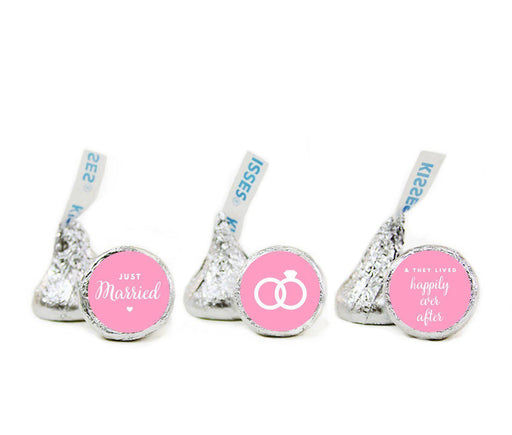 Just Married Hershey's Kisses Stickers-Set of 216-Andaz Press-Bubblegum Pink-