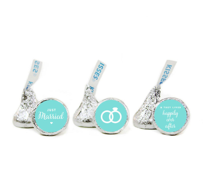 Just Married Hershey's Kisses Stickers-Set of 216-Andaz Press-Diamond Blue-
