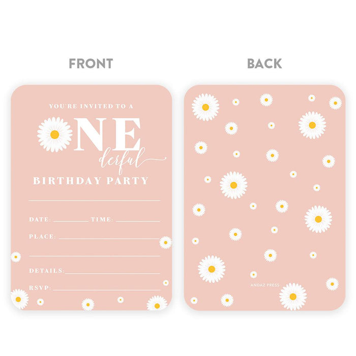 Kids Birthday Blank Party Invitations with Envelopes-Set of 24-Andaz Press-Daisy-