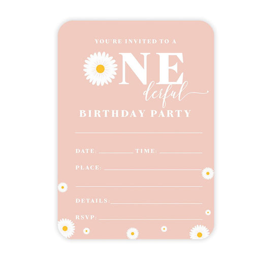 Kids Birthday Blank Party Invitations with Envelopes-Set of 24-Andaz Press-Daisy-