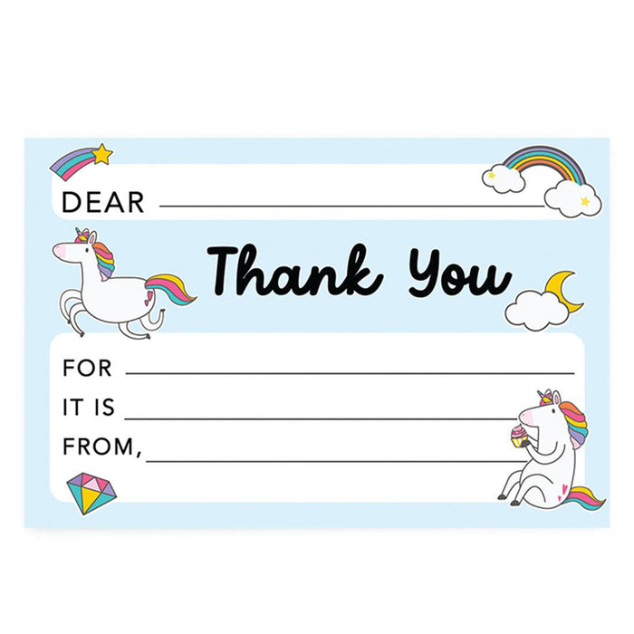 Kids Fill in the Blank Thank You Cards, For Party Guests-Set of 20-Andaz Press-Colorful Dinosaurs-