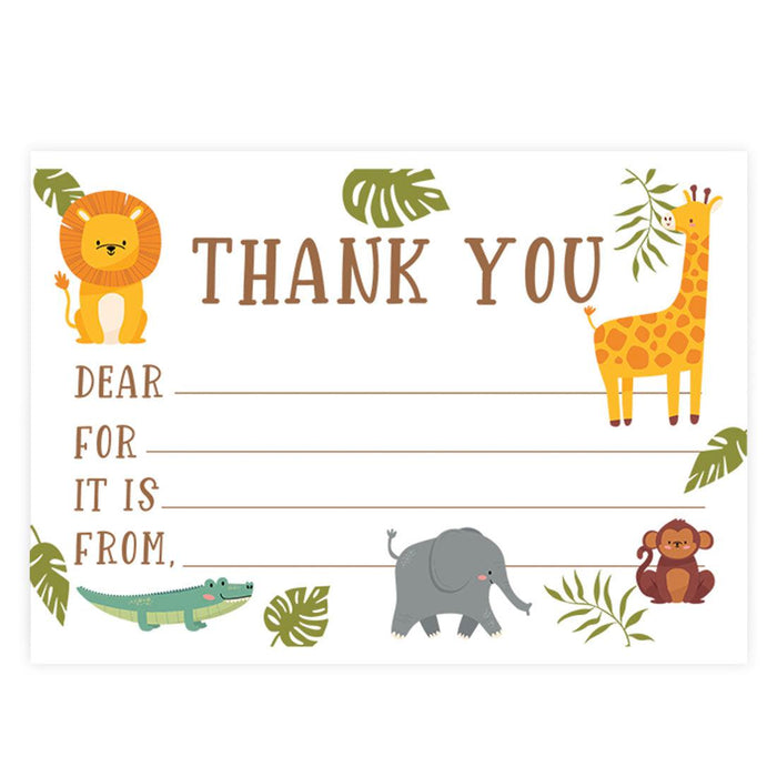 Kids Fill in the Blank Thank You Cards, For Party Guests-Set of 20-Andaz Press-Colorful Dinosaurs-