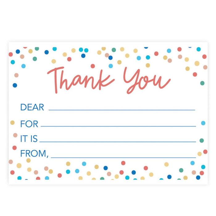 Kids Fill in the Blank Thank You Cards, For Party Guests-Set of 20-Andaz Press-Colorful Dinosaurs-