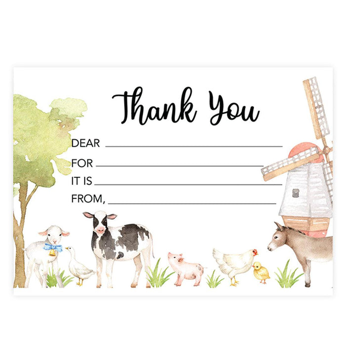 Kids Fill in the Blank Thank You Cards, For Party Guests-Set of 20-Andaz Press-Colorful Dinosaurs-
