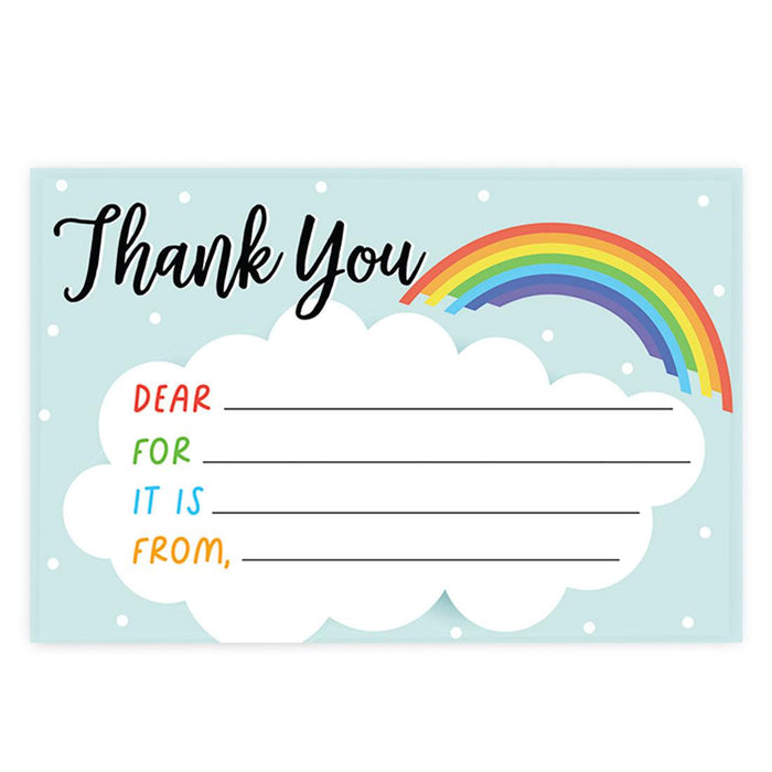 Kids Fill in the Blank Thank You Cards, For Party Guests-Set of 20-Andaz Press-Colorful Dinosaurs-