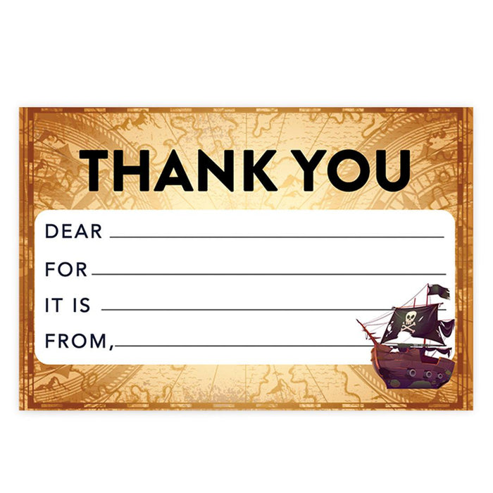 Kids Fill in the Blank Thank You Cards, For Party Guests-Set of 20-Andaz Press-Pirate-